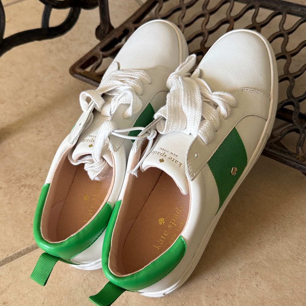 Kate Spade New York Adorn White and Green Casual Sneakers New Size 9.5 - Picture 3 of 5